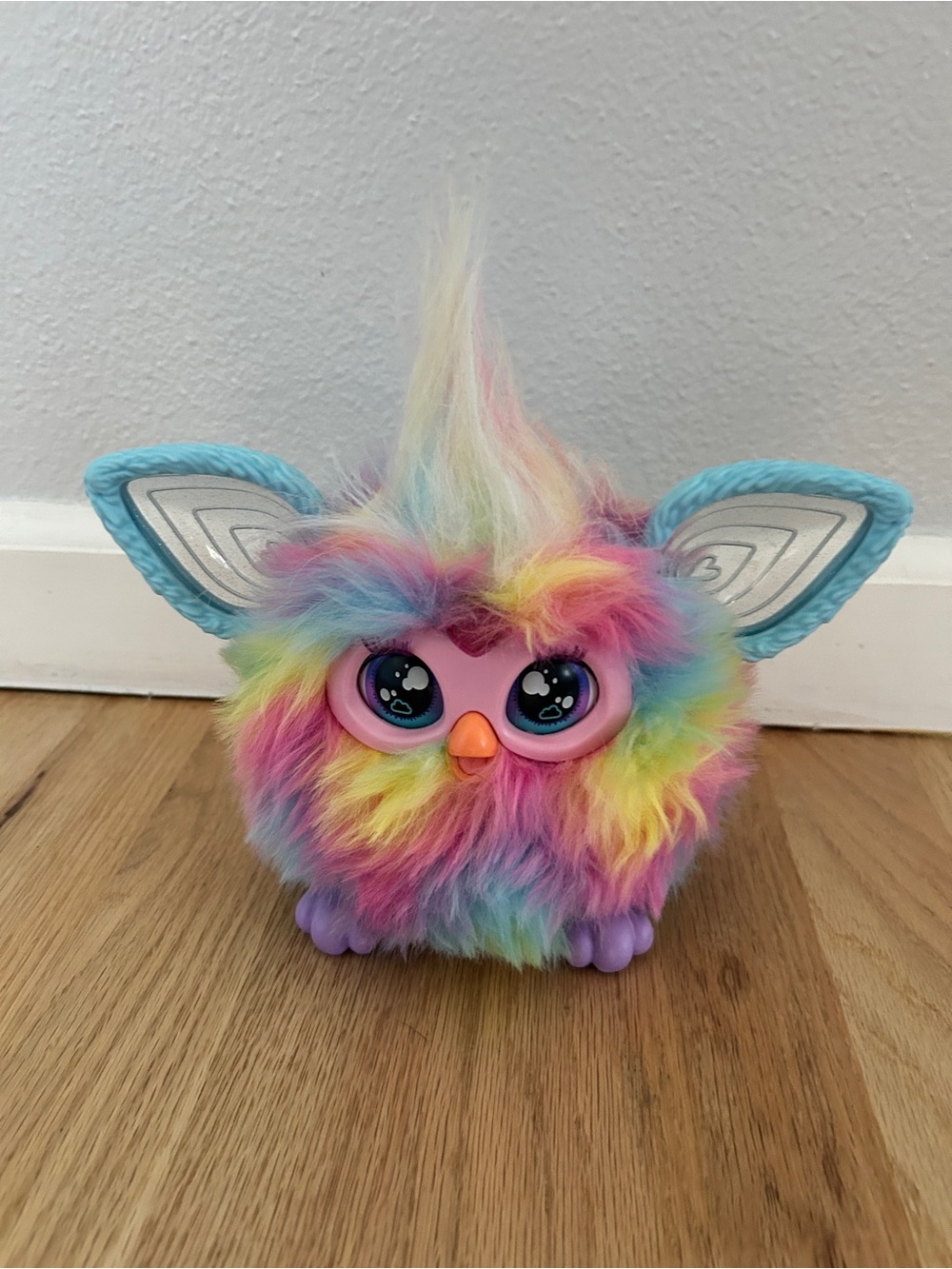 Rainbow Furby Plush Creature Toy - Pastel Tie Dye Multicolor